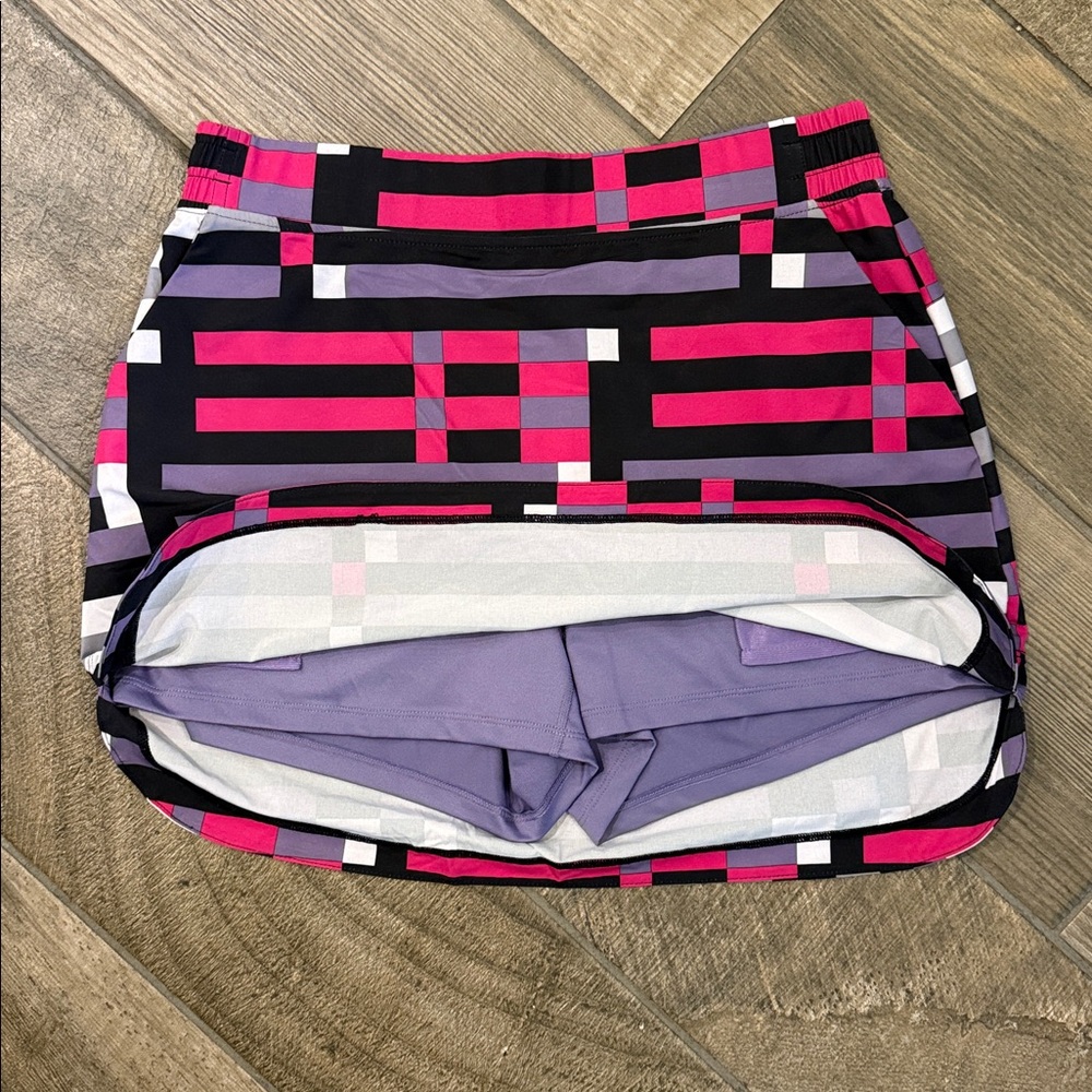 Slazenger Golf Skort Women’s M Pink Black Geometric Built-In Shorts Pockets - Picture 10 of 11